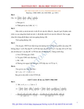 Bộ đề thi vào Lớp 10 môn Toán của Thành phố Hà Nội